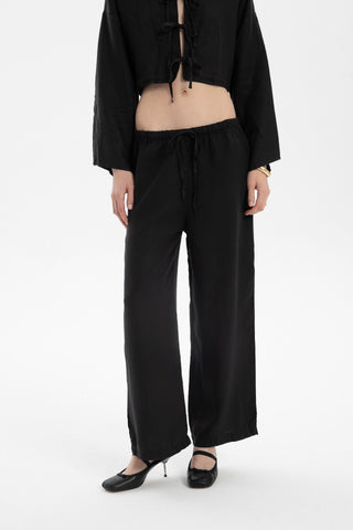 Pure Hemp Laced Palazzo Trousers - Trousers