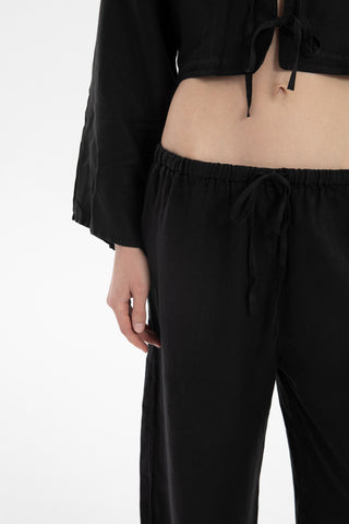 Pure Hemp Laced Palazzo Trousers - Trousers