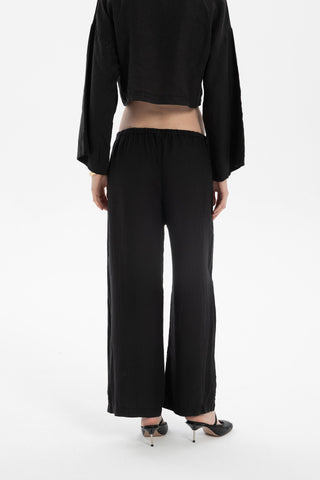 Pure Hemp Laced Palazzo Trousers - Trousers