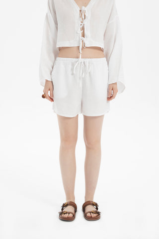 Pure Hemp Tied Waist Mini Shorts - Short