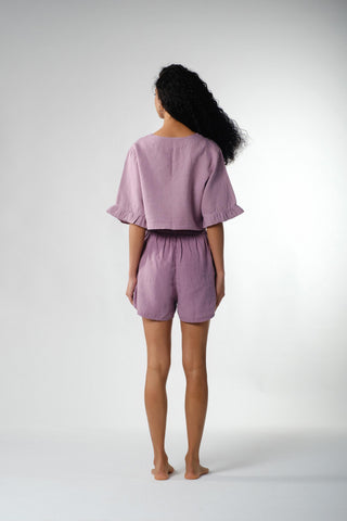 Pure Hemp Tied Waist Mini Shorts - Short