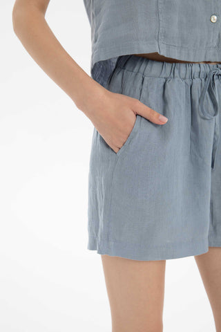 Pure Linen High Waist Pocket Shorts - Short