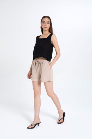 Pure Linen High Waist Pocket Shorts - Short