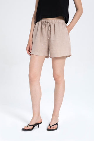 Pure Linen High Waist Pocket Shorts - Short