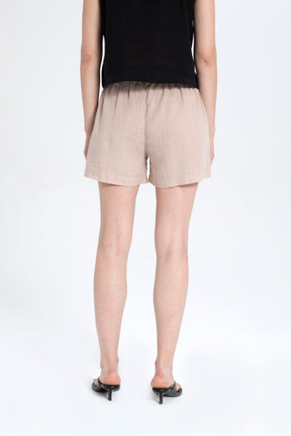 Pure Linen High Waist Pocket Shorts - Short