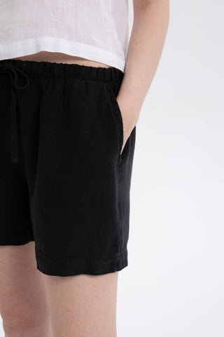 Pure Linen High Waist Pocket Shorts - Short