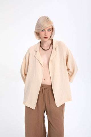 Pure Linen Loose Cut Kimono Jacket