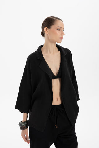 Pure Linen Loose Cut Kimono Jacket