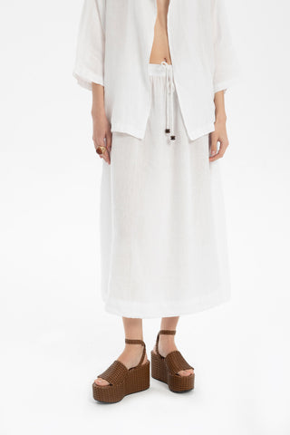 Linen Long Flared Skirt - Skirt