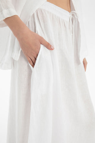 Linen Long Flared Skirt - Skirt