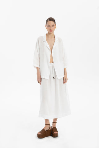 Linen Long Flared Skirt - Skirt