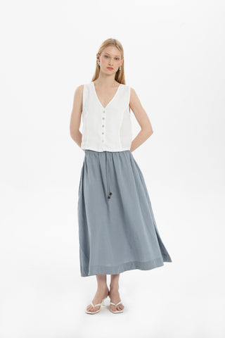Linen Long Flared Skirt - Skirt