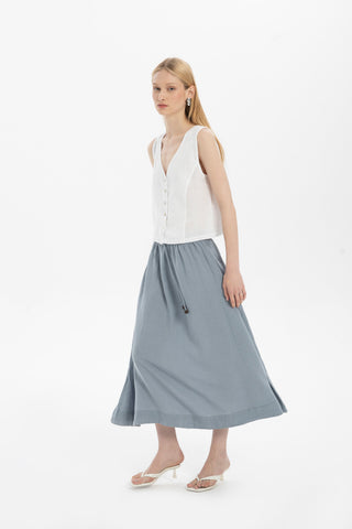 Linen Long Flared Skirt - Skirt
