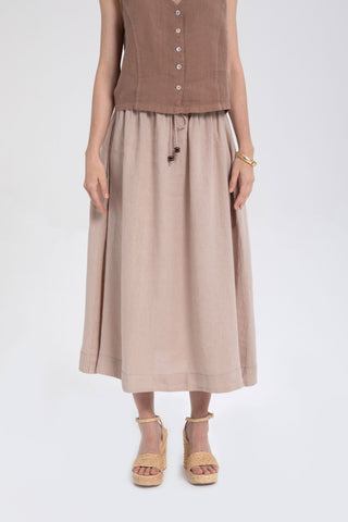 Linen Long Flared Skirt - Skirt