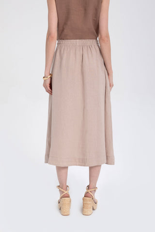 Linen Long Flared Skirt - Skirt