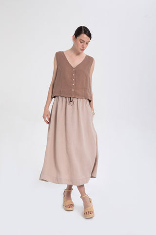 Linen Long Flared Skirt - Skirt