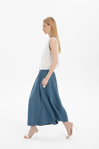 Linen Long Flared Skirt - Skirt