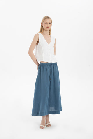 Linen Long Flared Skirt - Skirt