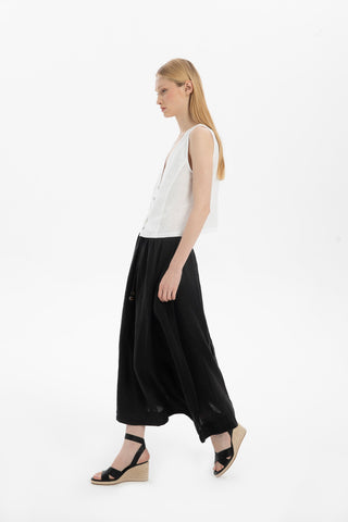 Linen Long Flared Skirt - Skirt