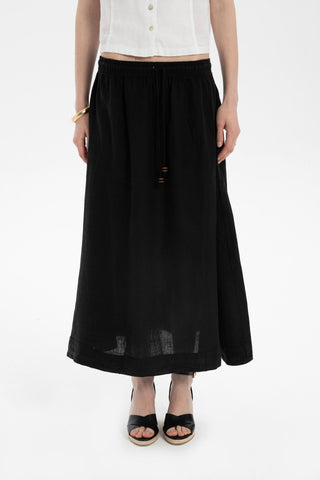 Linen Long Flared Skirt - Skirt