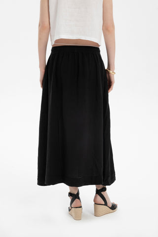 Linen Long Flared Skirt - Skirt