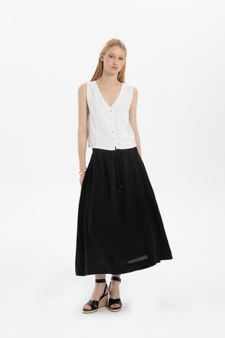 Linen Long Flared Skirt - Skirt