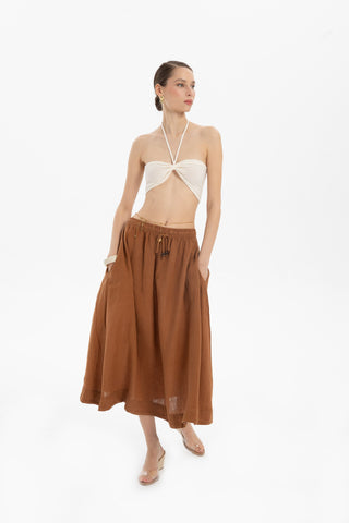 Linen Long Flared Skirt - Skirt