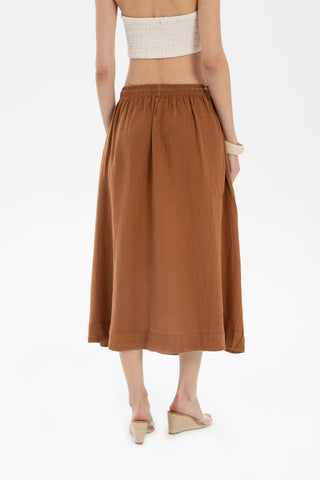 Linen Long Flared Skirt - Skirt