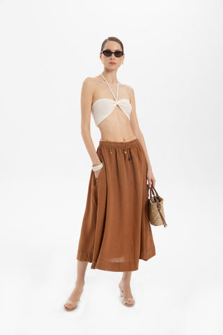 Linen Long Flared Skirt - Skirt