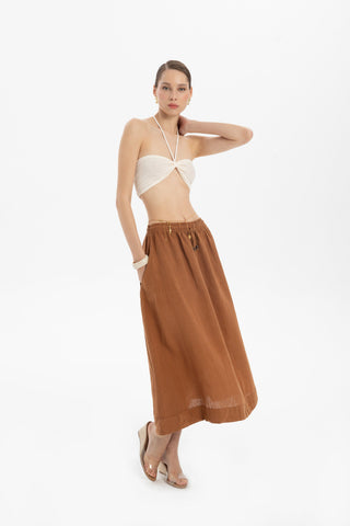 Linen Long Flared Skirt - Skirt