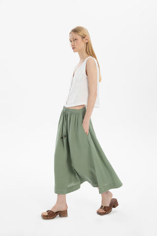 Linen Long Flared Skirt - Skirt