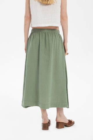 Linen Long Flared Skirt - Skirt