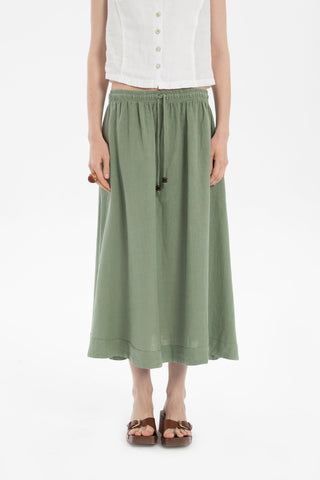 Linen Long Flared Skirt - Skirt