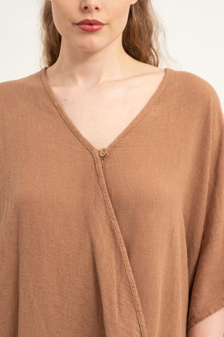 Oversize Buttoned Wrap Blouse