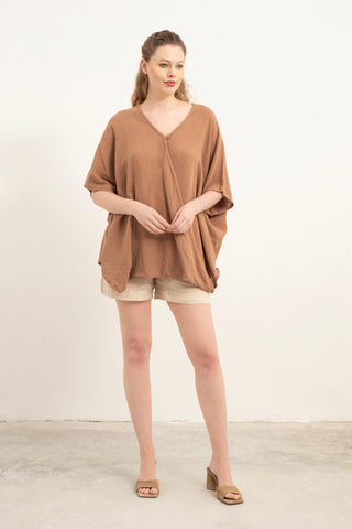 Oversize Buttoned Wrap Blouse