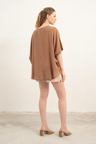 Oversize Buttoned Wrap Blouse