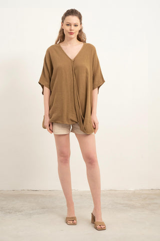 Oversize Buttoned Wrap Blouse
