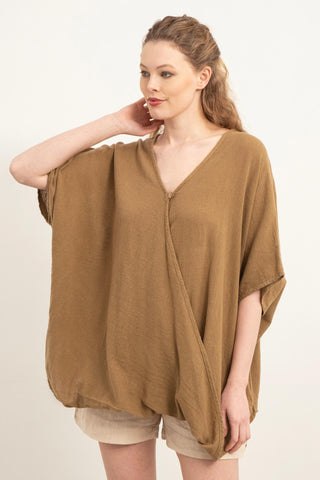 Oversize Buttoned Wrap Blouse