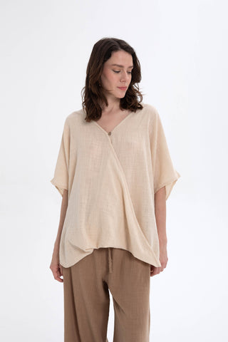Oversize Buttoned Wrap Blouse