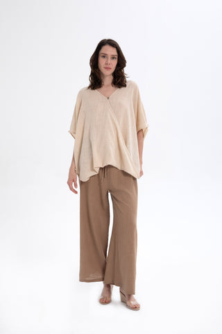 Oversize Buttoned Wrap Blouse