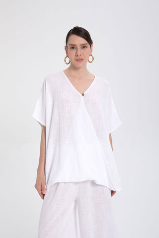 Oversize Buttoned Wrap Blouse