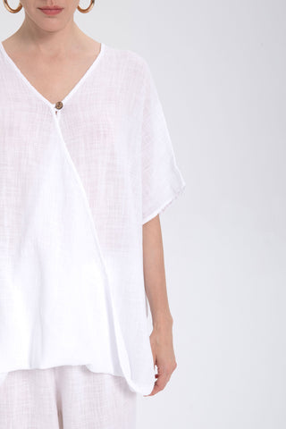 Oversize Buttoned Wrap Blouse