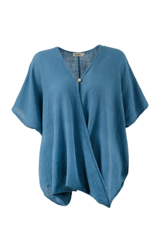 Oversize Buttoned Wrap Blouse
