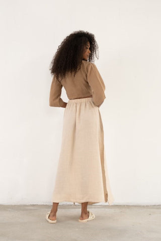 Linen Wrap-Tie Blouse