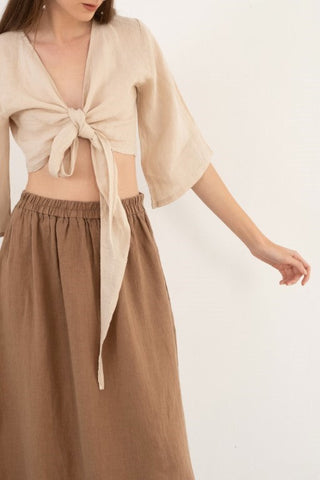 Linen Wrap-Tie Blouse