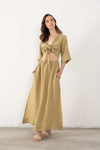 Linen Wrap-Tie Blouse