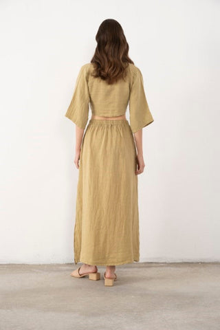 Linen Wrap-Tie Blouse