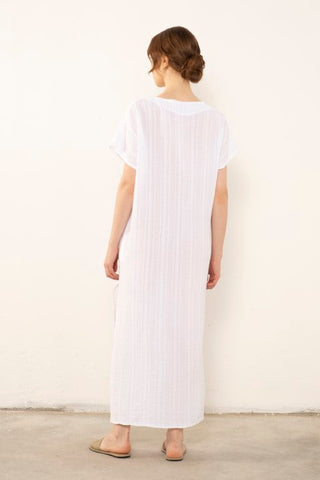Patterned Woven Maxi Kaftan Dress - Dress