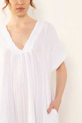 Patterned Woven Maxi Kaftan Dress - Dress