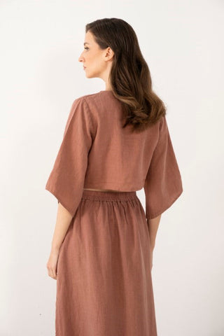 Linen Wrap-Tie Blouse